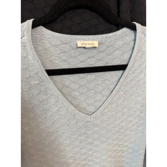 Lot of Two Ella Moss Size XXL Sweaters - Navy & Light Blue Solid Color Classic - Picture 7 of 9